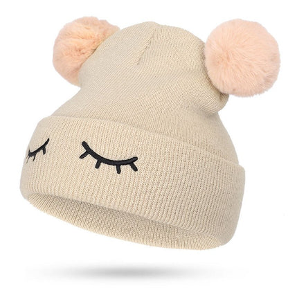 Kids’ Bear Embroidered Beanie – Winking Face Woolen Hat for Children - Urban Caps
