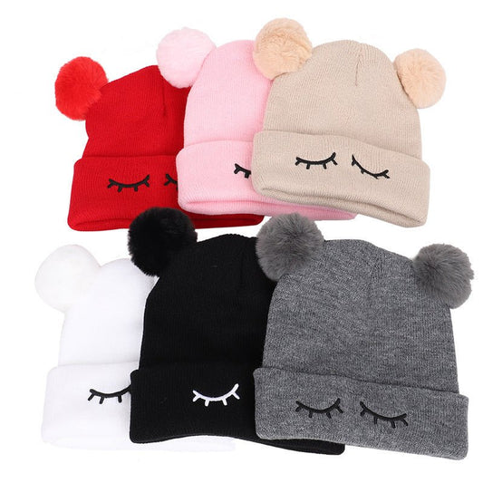 Kids’ Bear Embroidered Beanie – Winking Face Woolen Hat for Children - Urban Caps