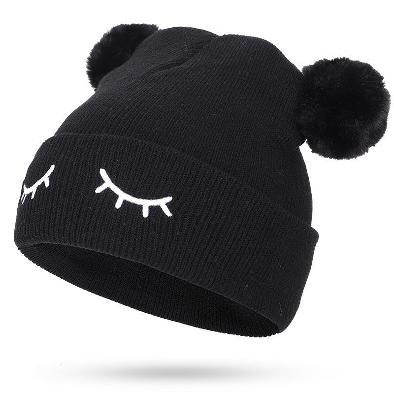 Kids’ Bear Embroidered Beanie – Winking Face Woolen Hat for Children - Urban Caps