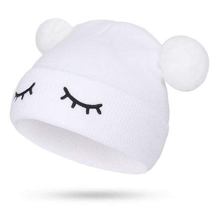 Kids’ Bear Embroidered Beanie – Winking Face Woolen Hat for Children - Urban Caps