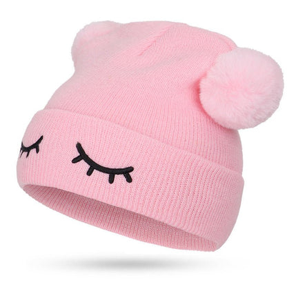 Kids’ Bear Embroidered Beanie – Winking Face Woolen Hat for Children - Urban Caps