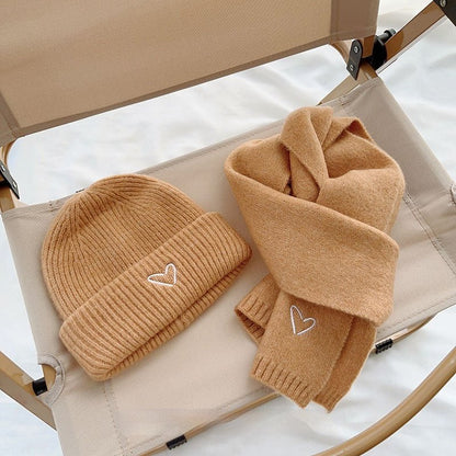 Kids’ Heart Embroidery Wool Beanie – Soft Knit Winter Hat for Toddlers (48–52cm) - Urban Caps