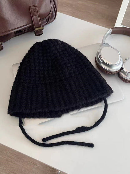 Kids’ Windproof Earflap Beanie – Lace - Up Woolen Knit Hat for Winter Warmth - Urban Caps