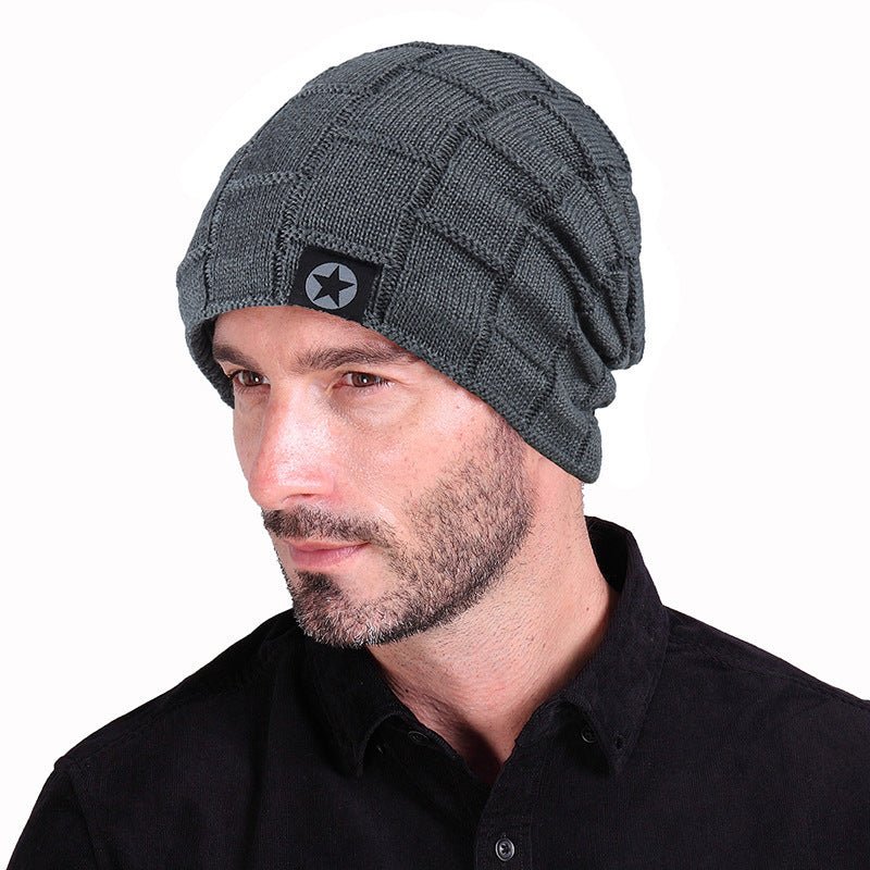 Knit Hat Checkered Five - pointed Star Patch - Urban Caps