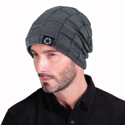 Knit Hat Checkered Five - pointed Star Patch - Urban Caps