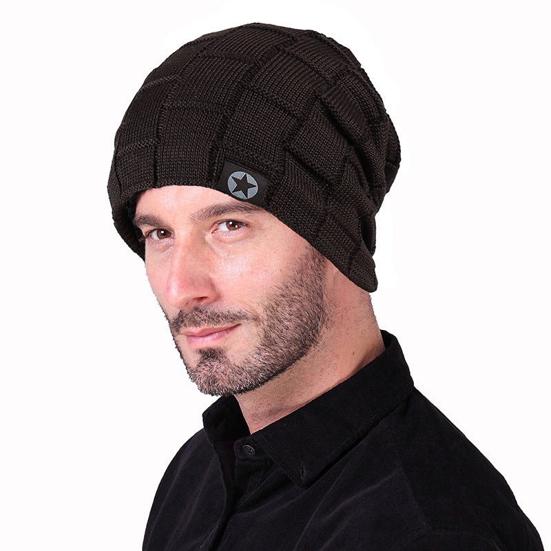 Knit Hat Checkered Five - pointed Star Patch - Urban Caps