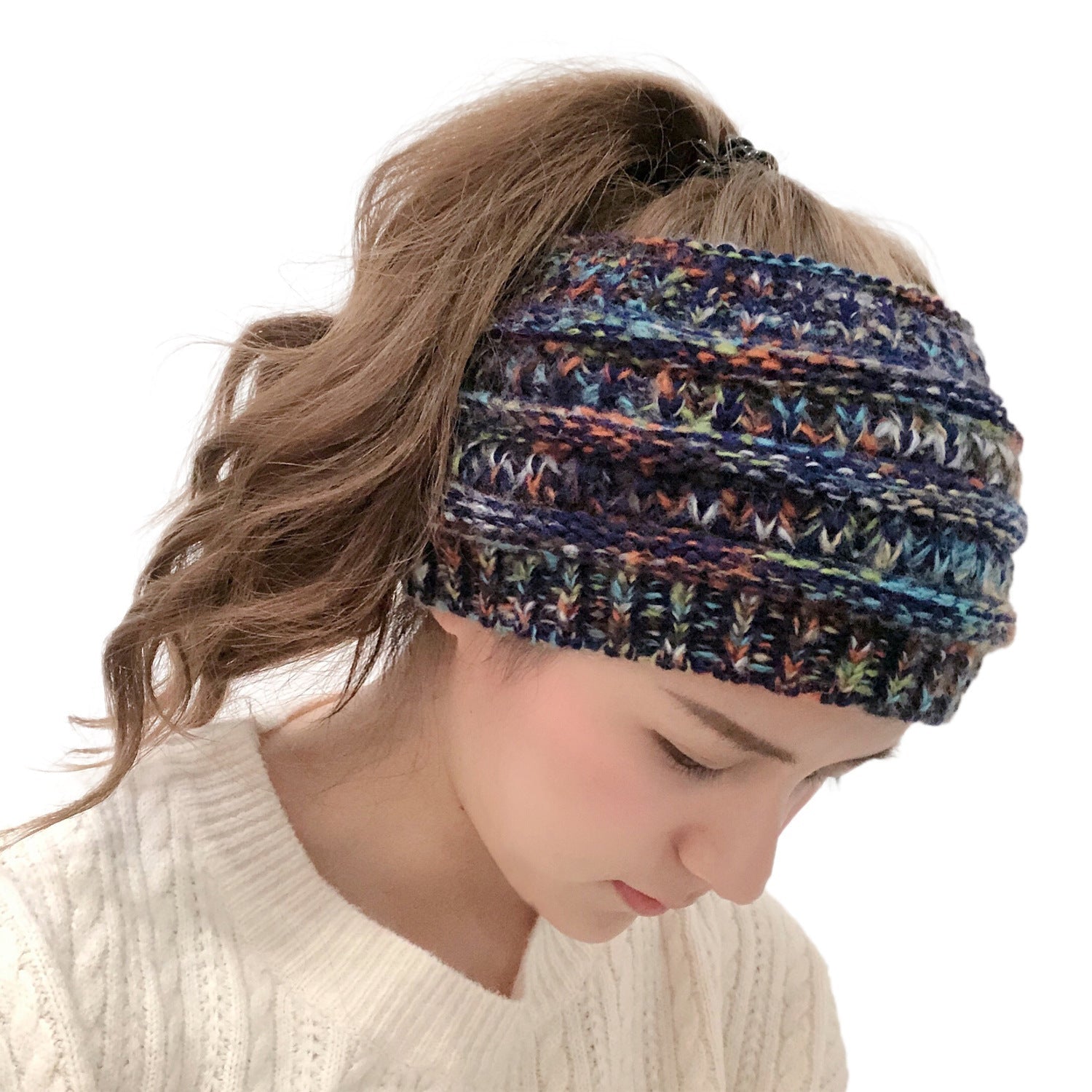 Knitted ponytail wool headband - Urban Caps