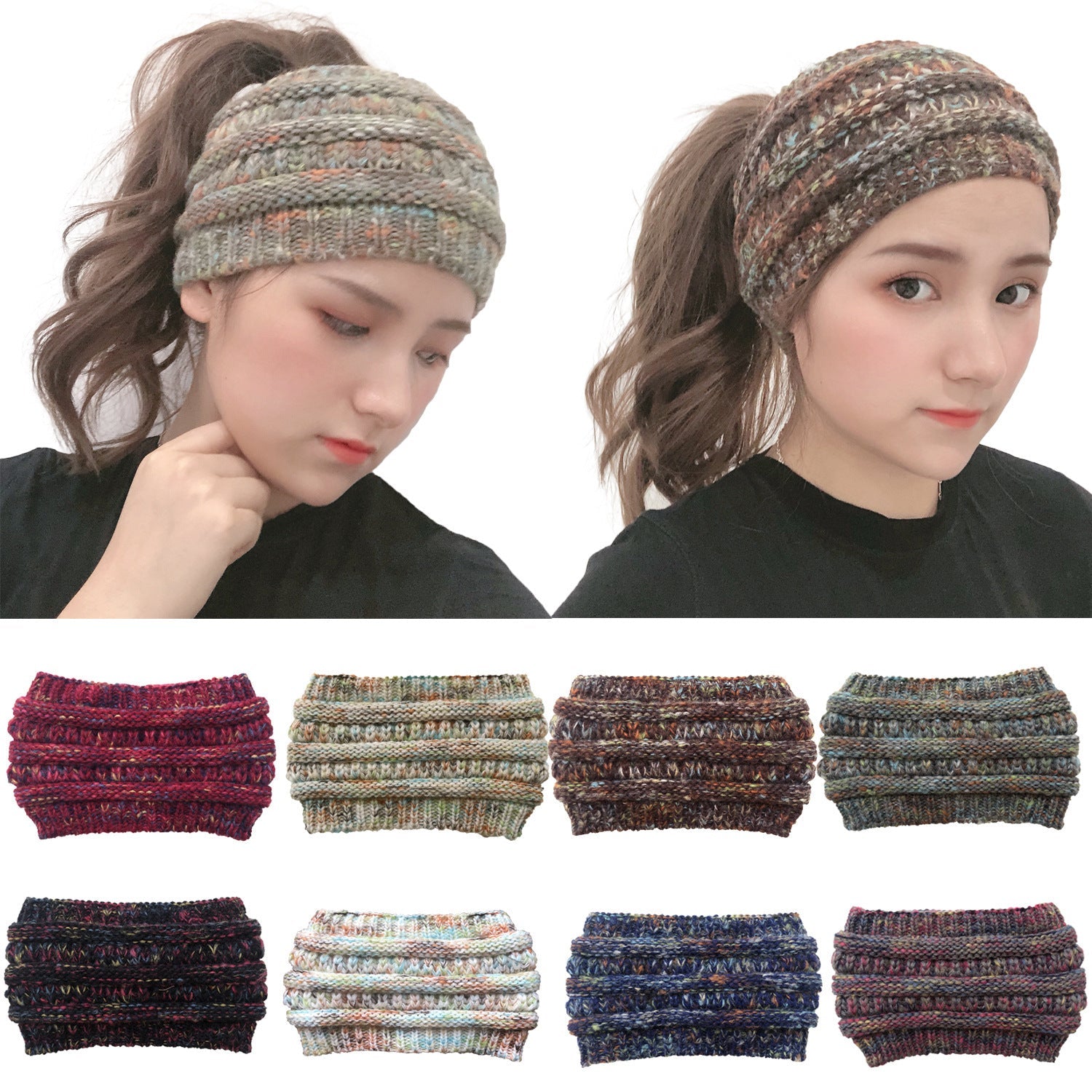 Knitted ponytail wool headband - Urban Caps
