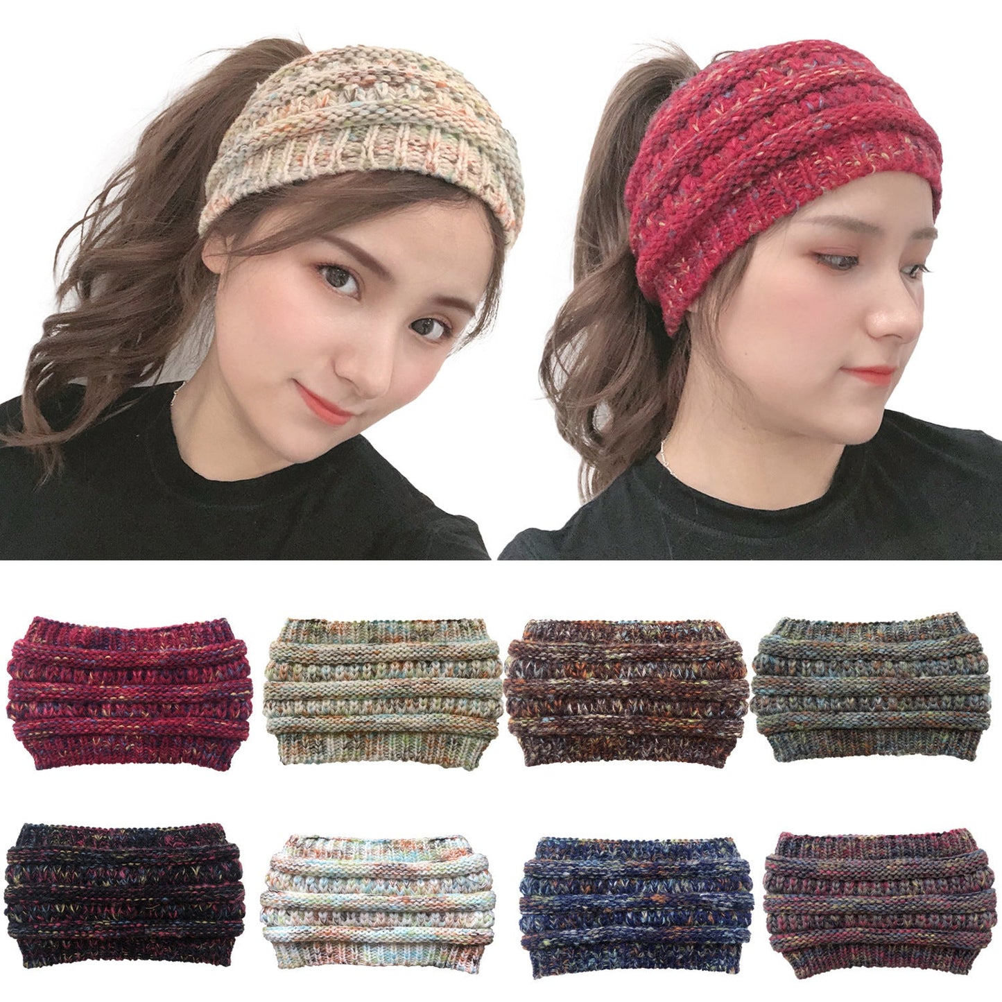 Knitted ponytail wool headband - Urban Caps