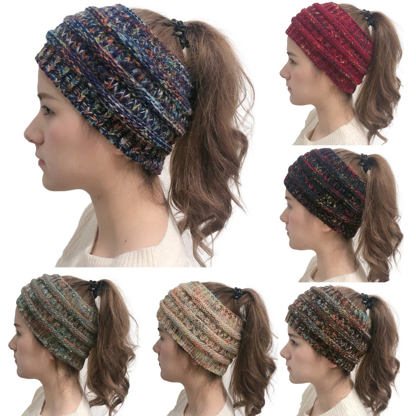 Knitted ponytail wool headband - Urban Caps