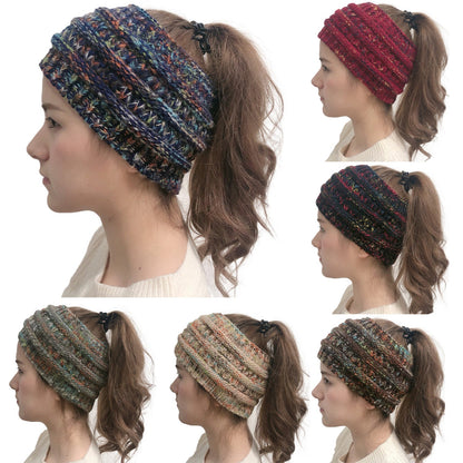 Knitted ponytail wool headband - Urban Caps