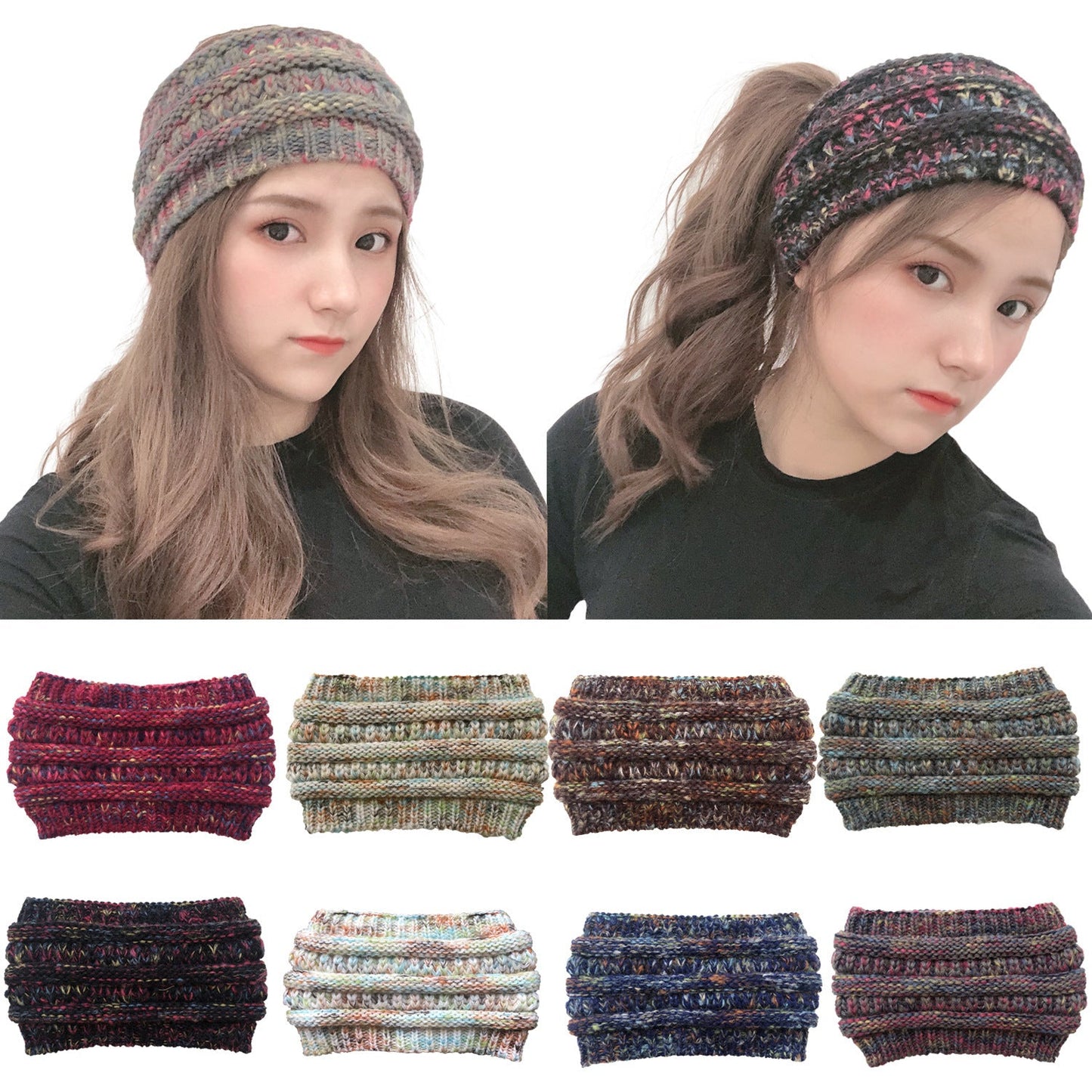 Knitted ponytail wool headband - Urban Caps