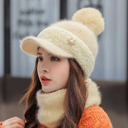 Korean - Style Windproof Beanie – Winter Knit Wool Hat with Optional Matching Scarf - Urban Caps