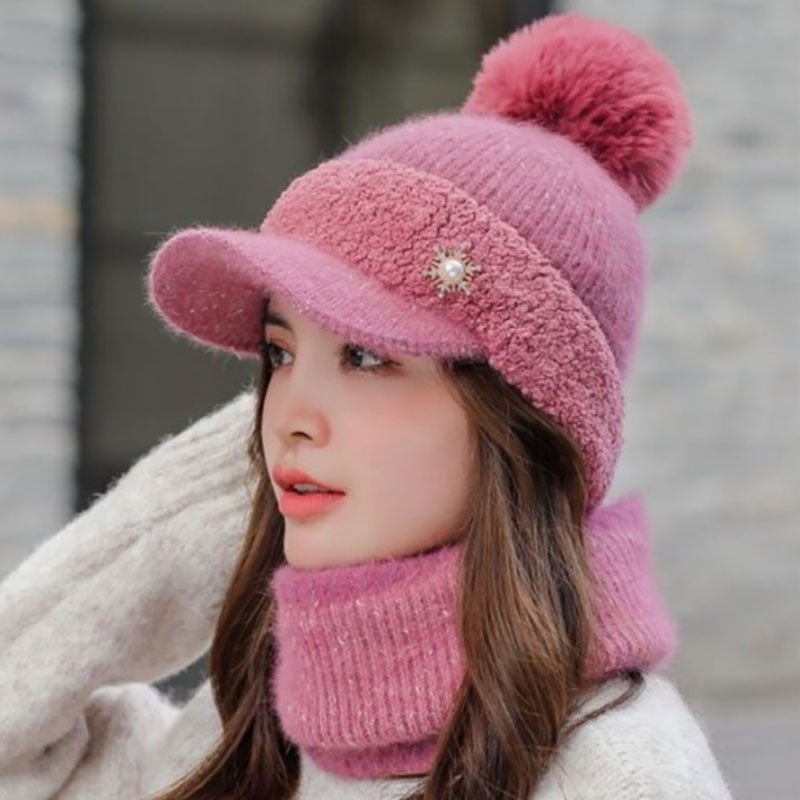 Korean - Style Windproof Beanie – Winter Knit Wool Hat with Optional Matching Scarf - Urban Caps