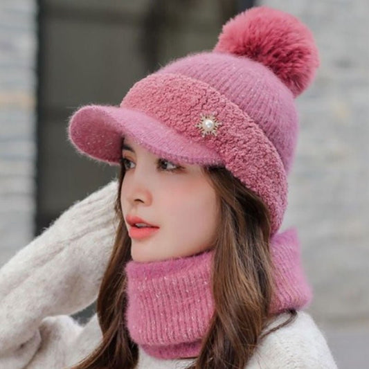 Korean - Style Windproof Beanie – Winter Knit Wool Hat with Optional Matching Scarf - Urban Caps