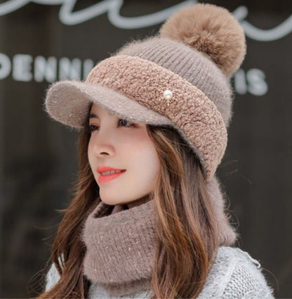 Korean - Style Windproof Beanie – Winter Knit Wool Hat with Optional Matching Scarf - Urban Caps