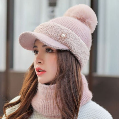 Korean - Style Windproof Beanie – Winter Knit Wool Hat with Optional Matching Scarf - Urban Caps