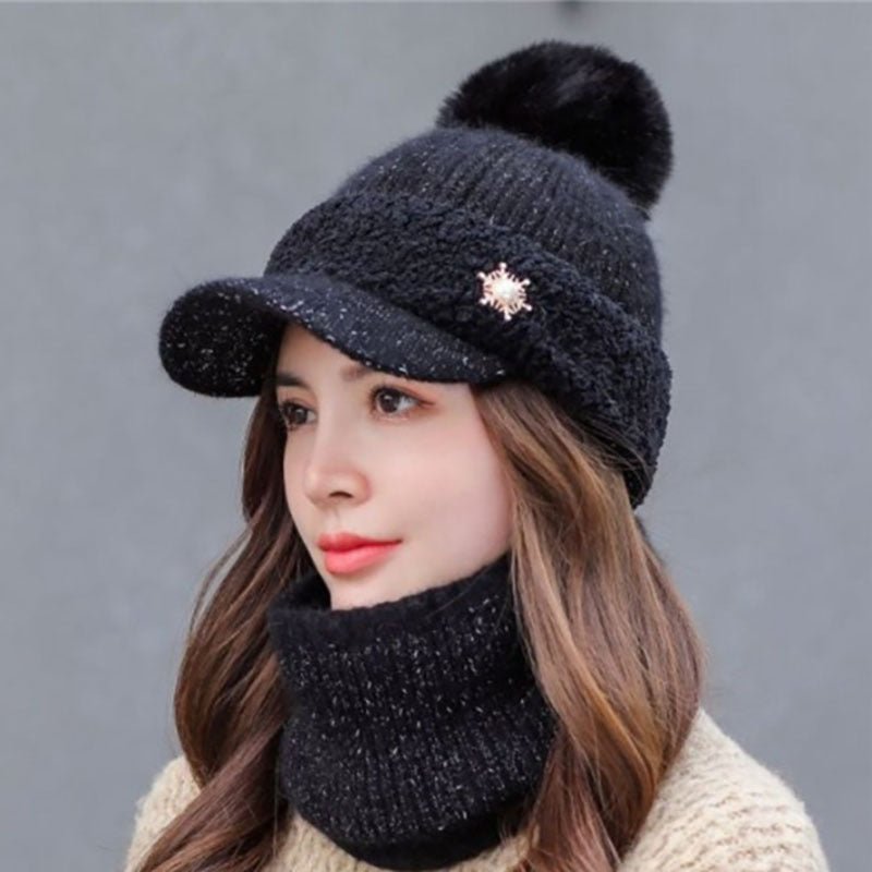Korean - Style Windproof Beanie – Winter Knit Wool Hat with Optional Matching Scarf - Urban Caps