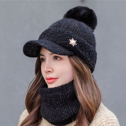Korean - Style Windproof Beanie – Winter Knit Wool Hat with Optional Matching Scarf - Urban Caps