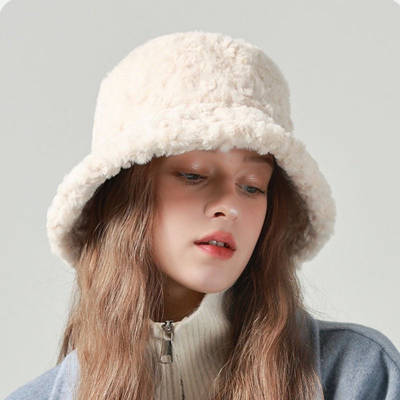 Lambswool Fisherman Hat Winter Warm Fashionable Solid Color Hats For Women - Urban Caps
