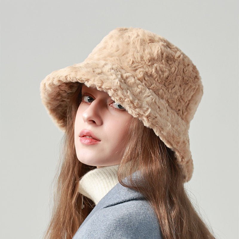 Lambswool Fisherman Hat Winter Warm Fashionable Solid Color Hats For Women - Urban Caps