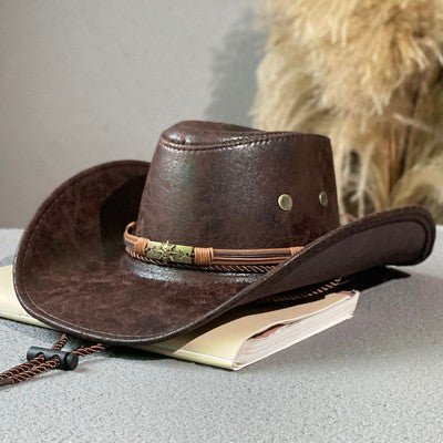 Leather Retro Ethnic Style Western Denim Hat - Urban Caps