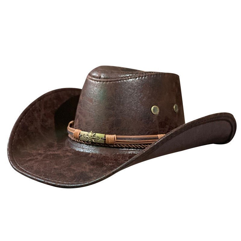 Leather Retro Ethnic Style Western Denim Hat - Urban Caps