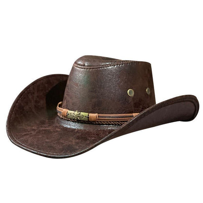 Leather Retro Ethnic Style Western Denim Hat - Urban Caps
