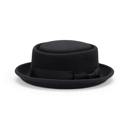 Leroy – Australian Wool Felt Pork Pie Hat with Circle Crease Crown and Petersham Band - Urban Caps