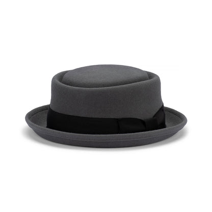 Leroy – Australian Wool Felt Pork Pie Hat with Circle Crease Crown and Petersham Band - Urban Caps