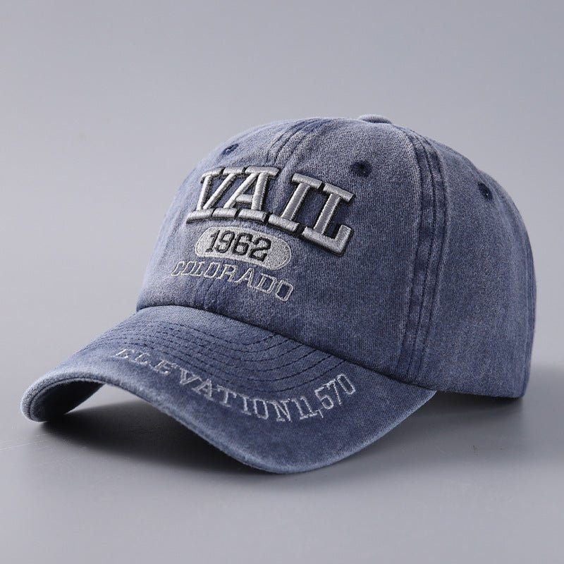 Letter Baseball Cap Cotton Denim Curved Brim Peaked - Urban Caps
