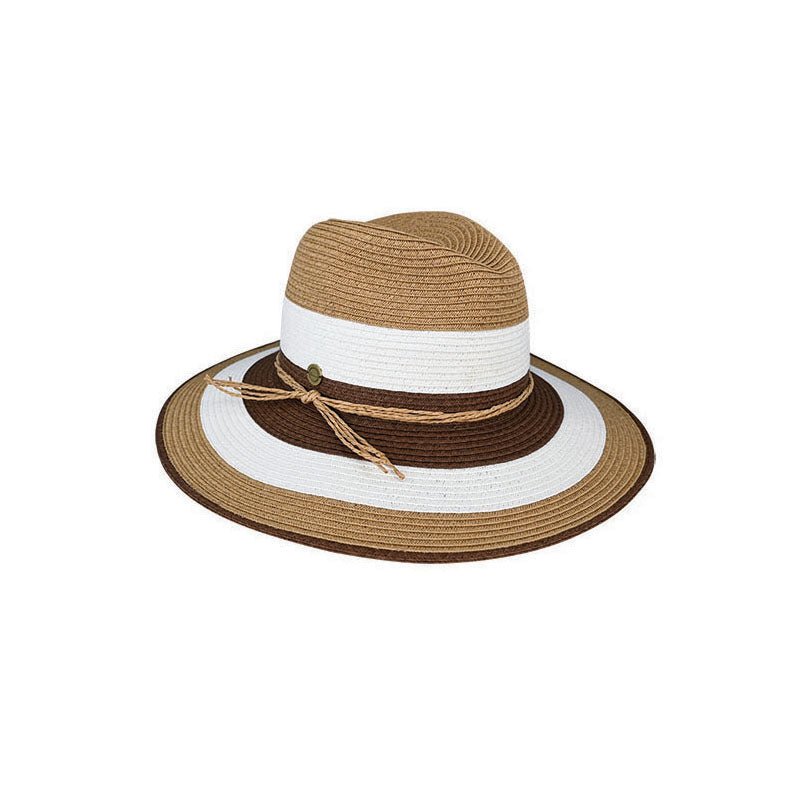 Lucinda Women's Three - Tone Braided Fedora Hat with UPF 50+ Sun Protection - Urban Caps