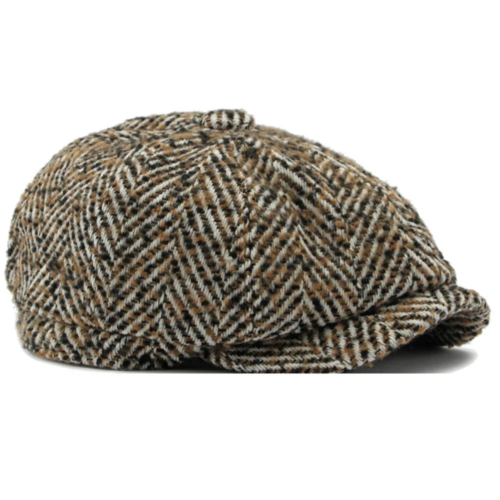Manhattan Herringbone Newsboy Cap - Cotton Cap With Classic Newsboy Silhouette Design