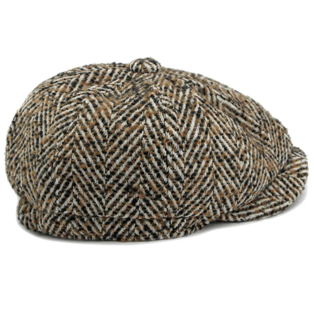 Manhattan Herringbone Newsboy Cap - Cotton Cap With Classic Newsboy Silhouette Design