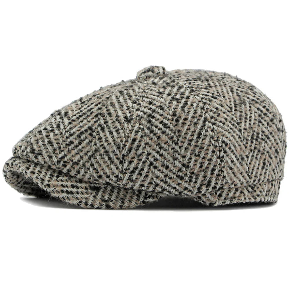Manhattan Herringbone Newsboy Cap - Cotton Cap With Classic Newsboy Silhouette Design