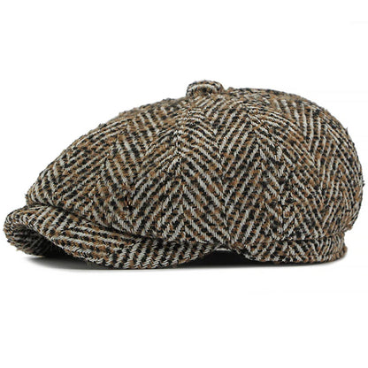 Manhattan Herringbone Newsboy Cap - Cotton Cap With Classic Newsboy Silhouette Design