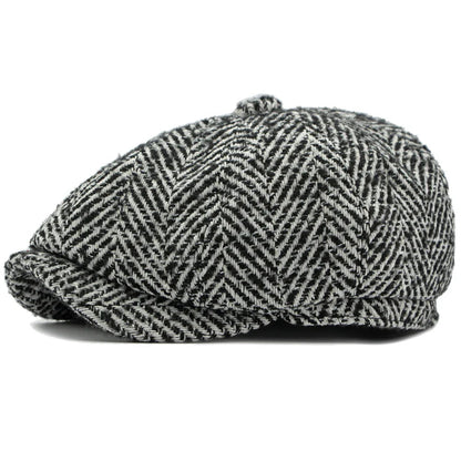 Manhattan Herringbone Newsboy Cap - Cotton Cap With Classic Newsboy Silhouette Design