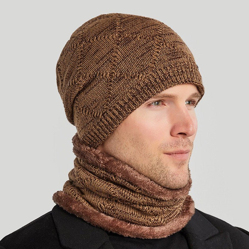 Men’s 2 - Piece Winter Biking Hat – Wool Knit Cap with Head & Ear Protection - Urban Caps