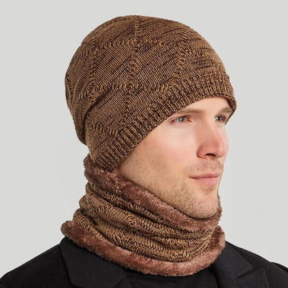 Men’s 2 - Piece Winter Biking Hat – Wool Knit Cap with Head & Ear Protection - Urban Caps