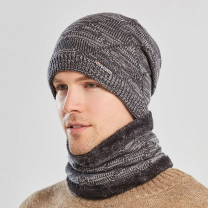 Men’s 2 - Piece Winter Biking Hat – Wool Knit Cap with Head & Ear Protection - Urban Caps