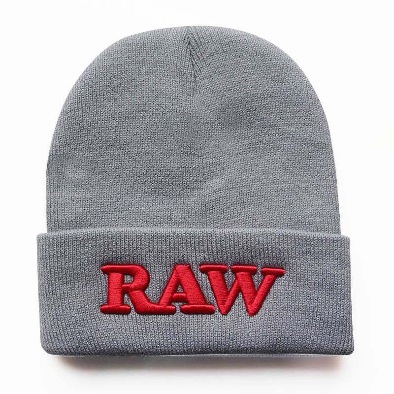 Men's And Women's Autumn And Winter Letters RAW Embroidery Knitted Hat - Urban Caps