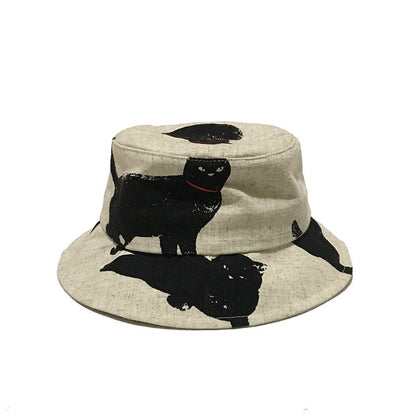 Men's And Women's Cute Fashion Black Cat Bucket Hat - Urban Caps