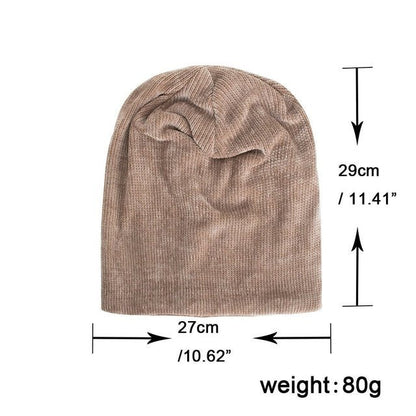 Men’s Corduroy Knit Beanie – Pullover Winter Hat with Velvet Lining for Extra Warmth - Urban Caps