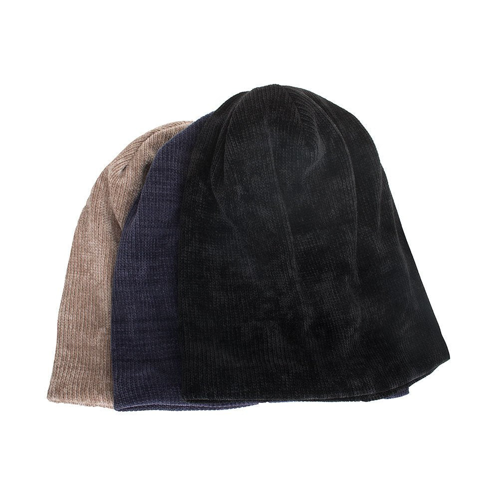 Men’s Corduroy Knit Beanie – Pullover Winter Hat with Velvet Lining for Extra Warmth - Urban Caps