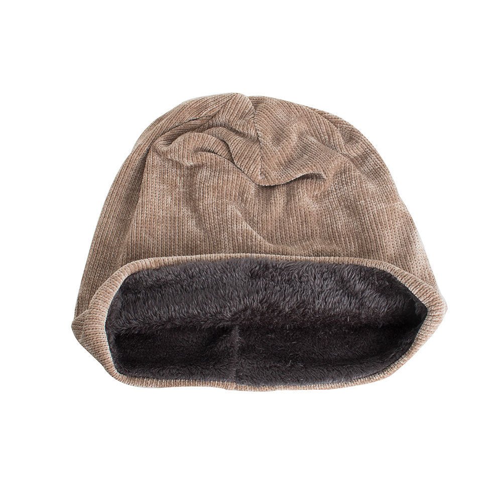 Men’s Corduroy Knit Beanie – Pullover Winter Hat with Velvet Lining for Extra Warmth - Urban Caps