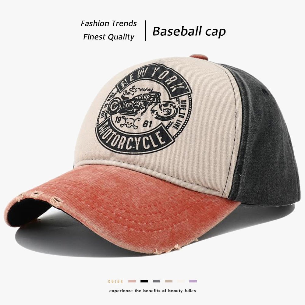 Men's Retro Alphabet Motorcycle Printed Peaked Cap - Urban Caps