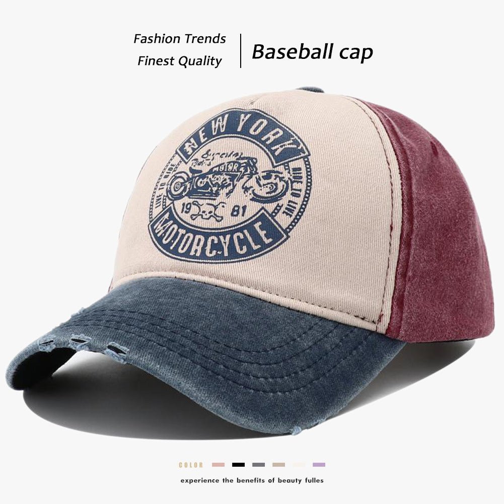 Men's Retro Alphabet Motorcycle Printed Peaked Cap - Urban Caps