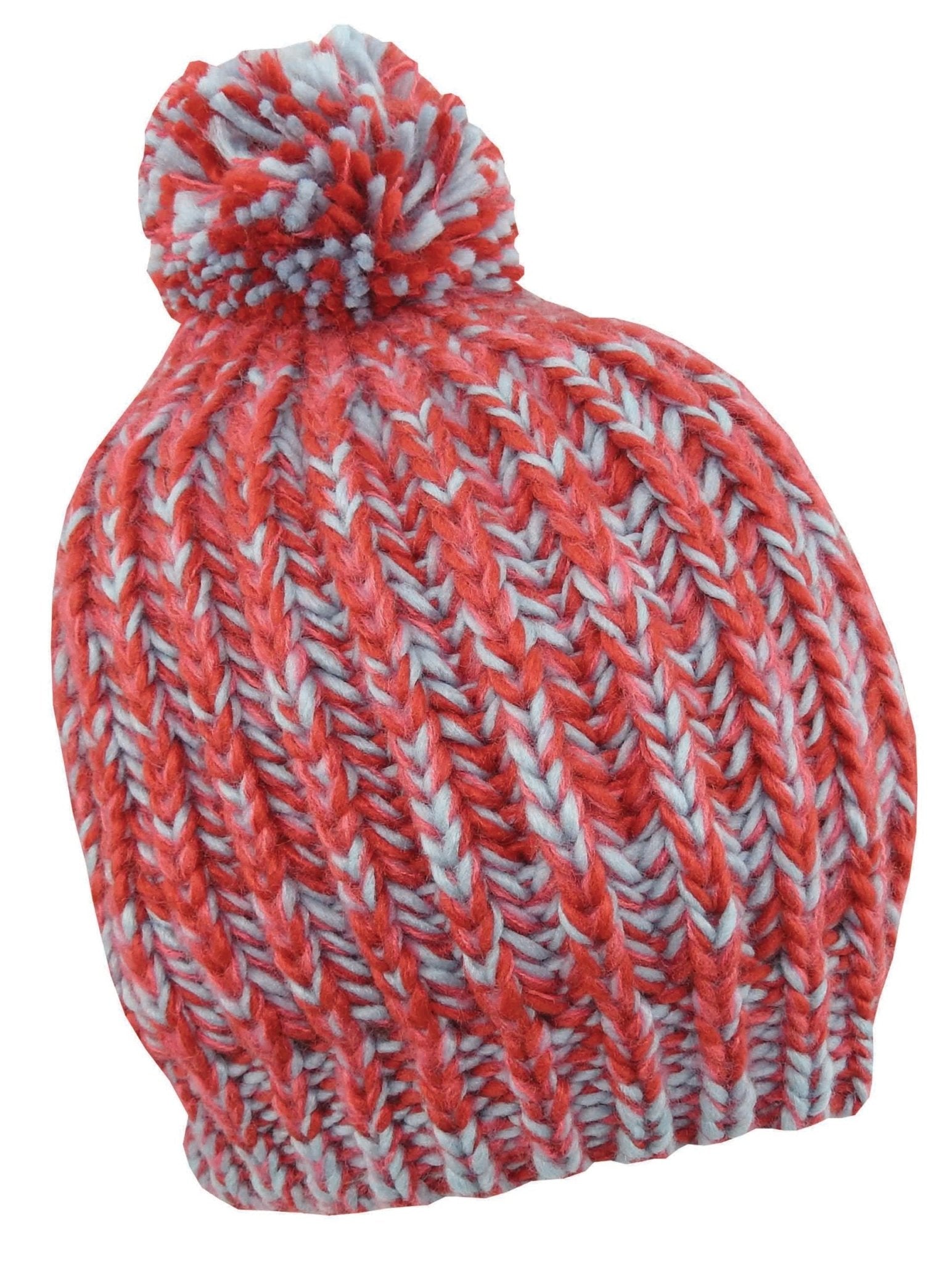 Multi - Color Knit Beanie with Pom – 100% Acrylic Winter Hat - Urban Caps