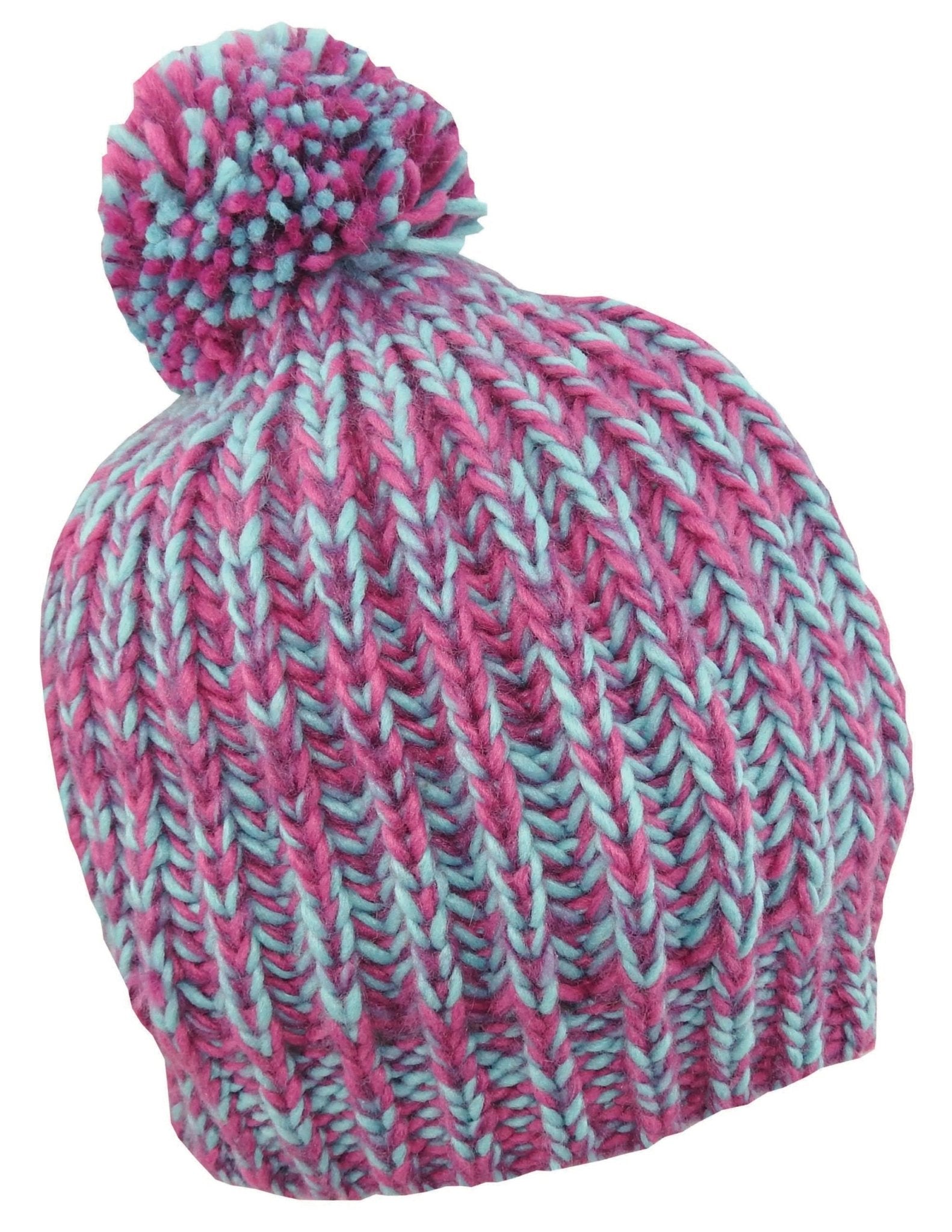 Multi - Color Knit Beanie with Pom – 100% Acrylic Winter Hat - Urban Caps