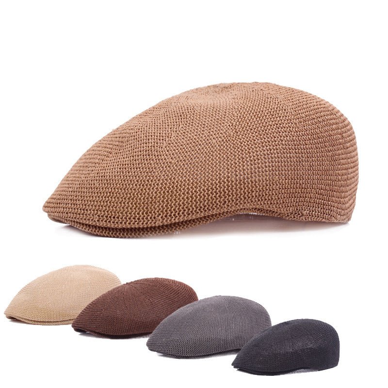 NET hat summer Beret men's mesh cap British casual Sun Hat Women's straw hat - Urban Caps